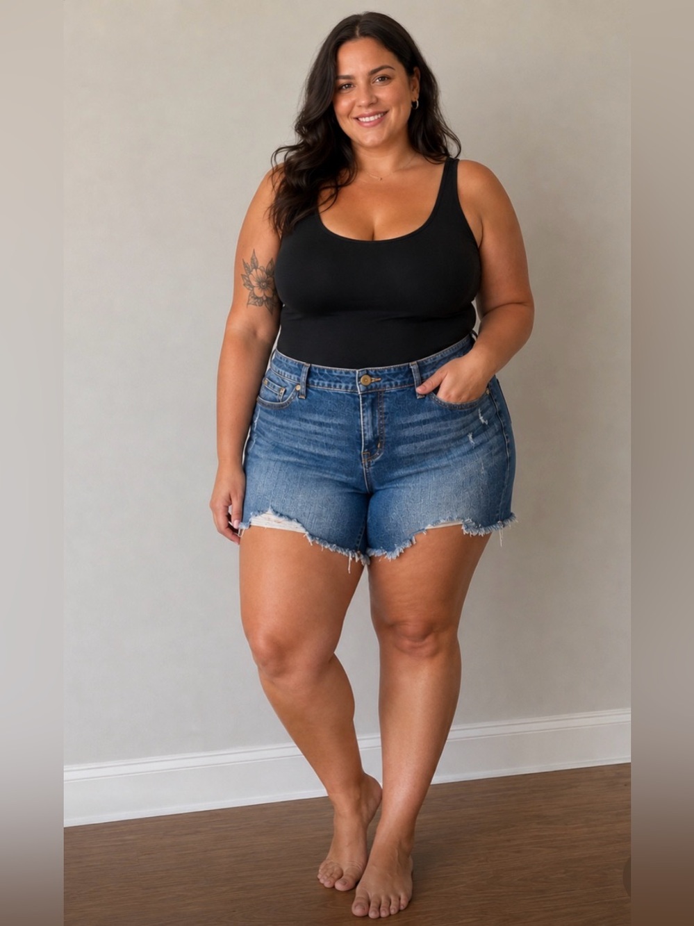 Torrid - Blue Distressed Denim Cutoff Shorts